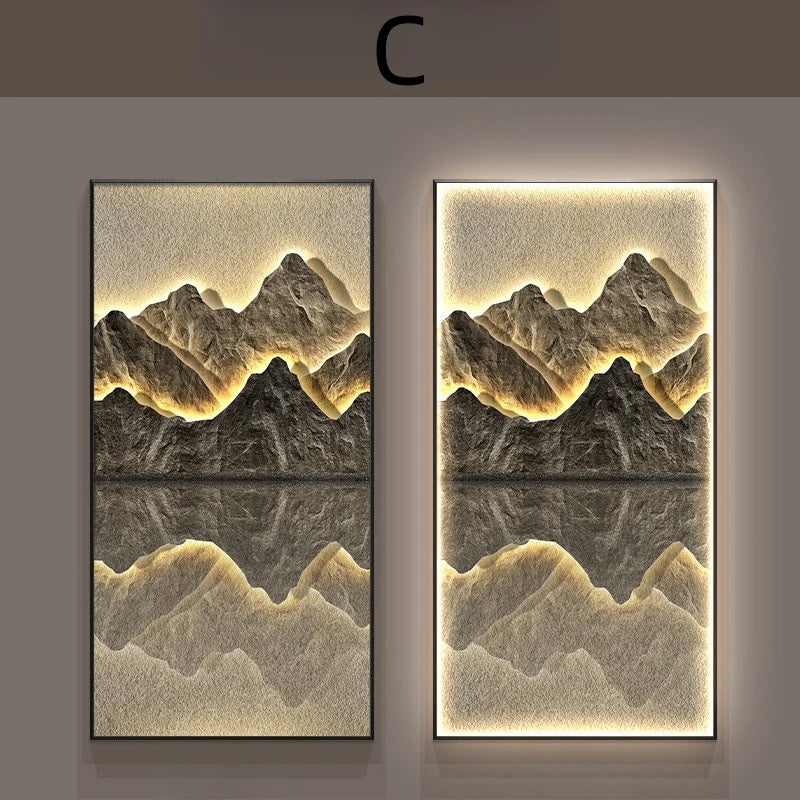 Modern Mountain  Interior Painting Led Wall Hanging Lamp For Living Room Lights Kitchen Porch Aisle Dining Room Home Decoration - GlowMart