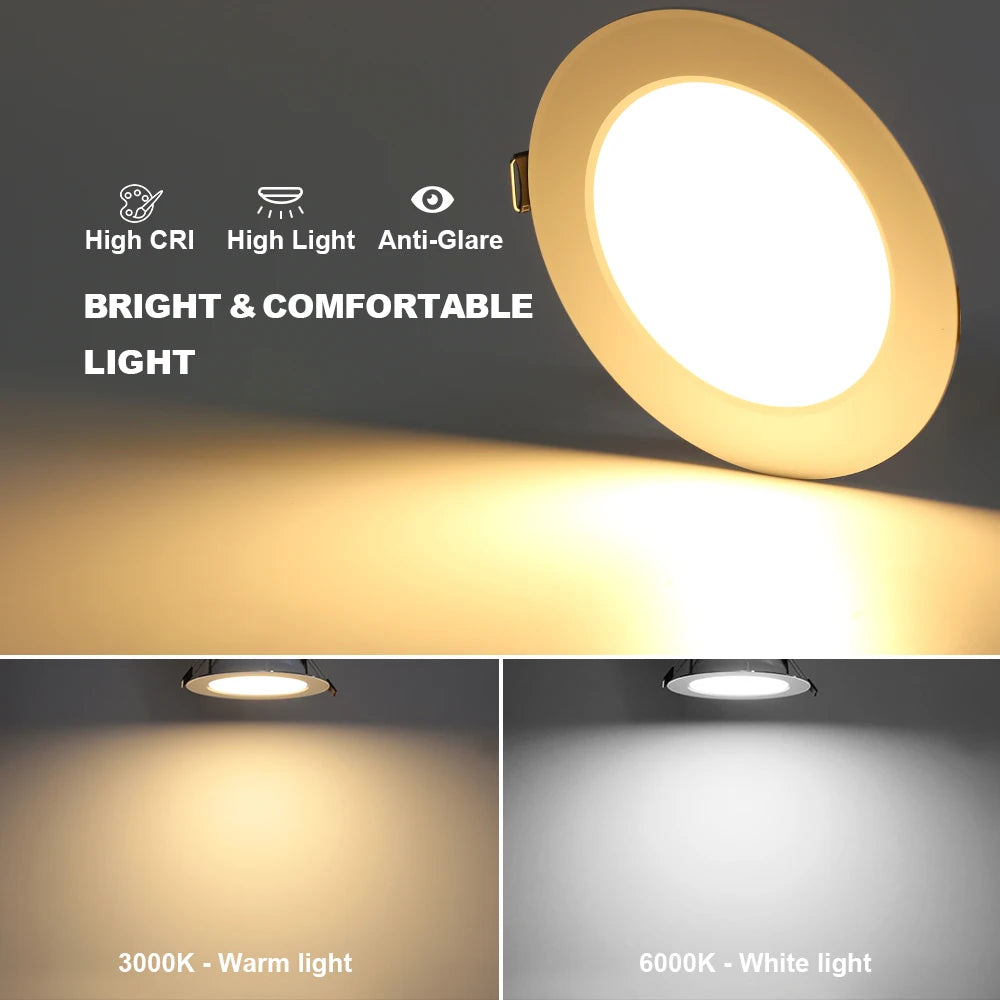 10Pack LED Downlight 220V Recessed Round Ceiling Dowm Light Bedroom Indoor Living Room For Home Decor Lighting LED Spot Lamp - GlowMart