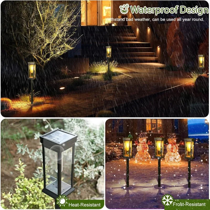 Solar Pathway Lights Solar Lights Outdoor Solar Powered Garden Lights for Walkway Yard Backyard Lawn Landscape Lighting Decor - GlowMart
