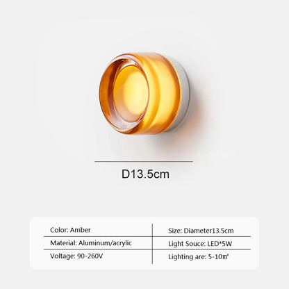 Modern LED Wall Lamp Living Room Amber Jelly Decor Wall Sconces  Corridor Study Dining Room  Home Decoration Smokey Grey Fixture - GlowMart
