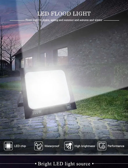 LED Flood Light Spotlight 100W 150W 200W Outdoor Lighting 6500K Waterproof Garage Gym Street Gate Wall Lamps Floodlights AC220V - GlowMart