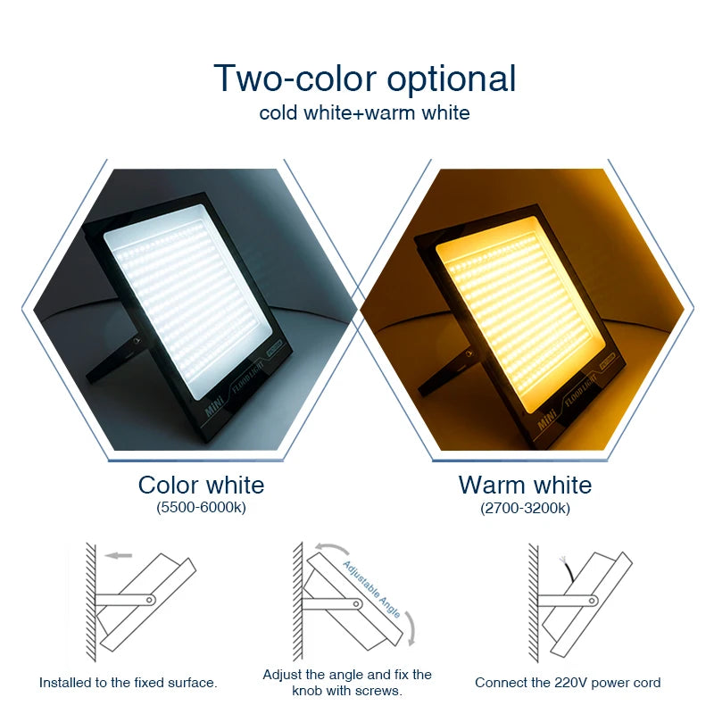LED Flood Light 220V 10W 20W 30W 50W 100W 150W 200W IP67 Waterproof Floodlights Outdoor Garage Street Garden Yard Wall Lighting - GlowMart