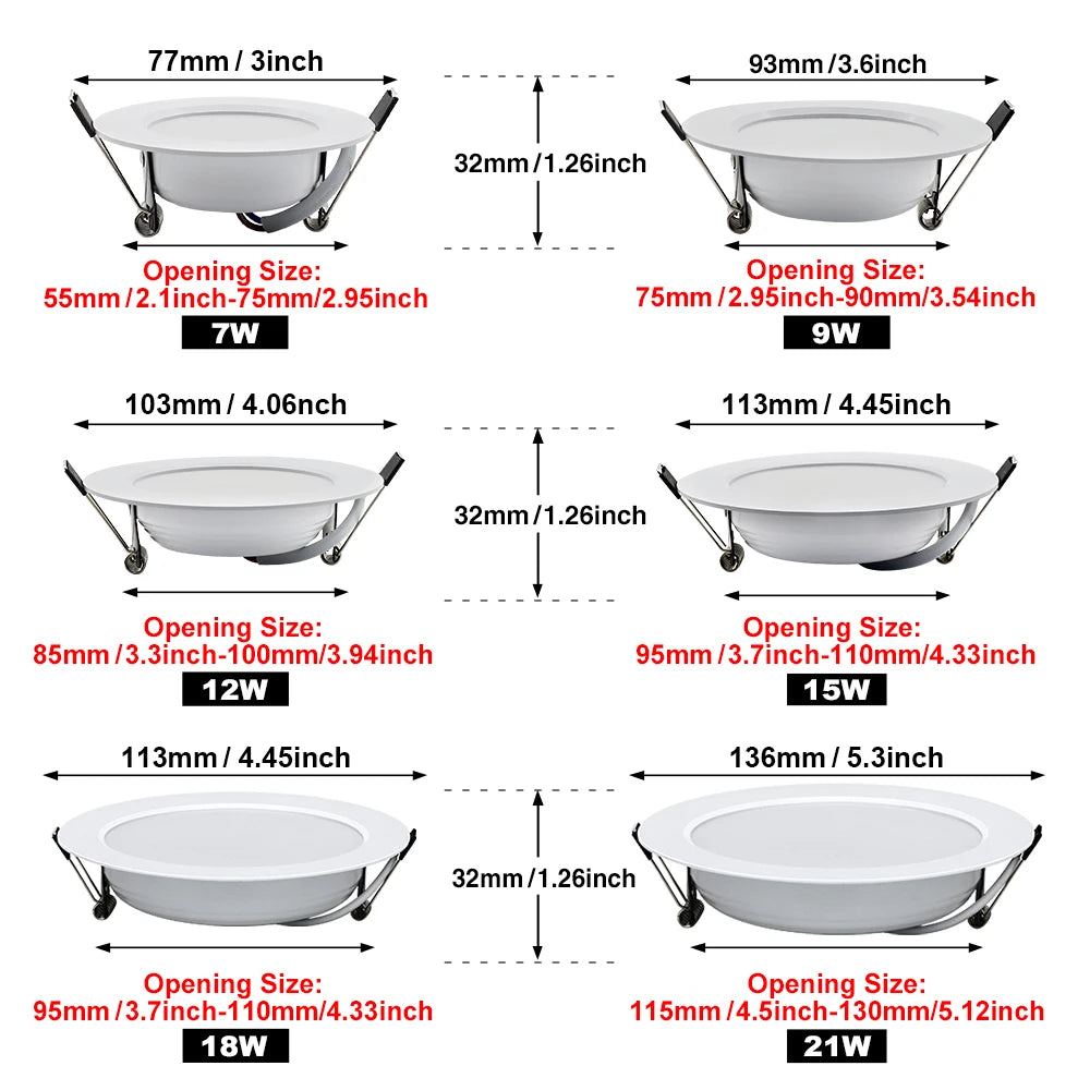 10Pack LED Downlight 220V Recessed Round Ceiling Dowm Light Bedroom Indoor Living Room For Home Decor Lighting LED Spot Lamp - GlowMart