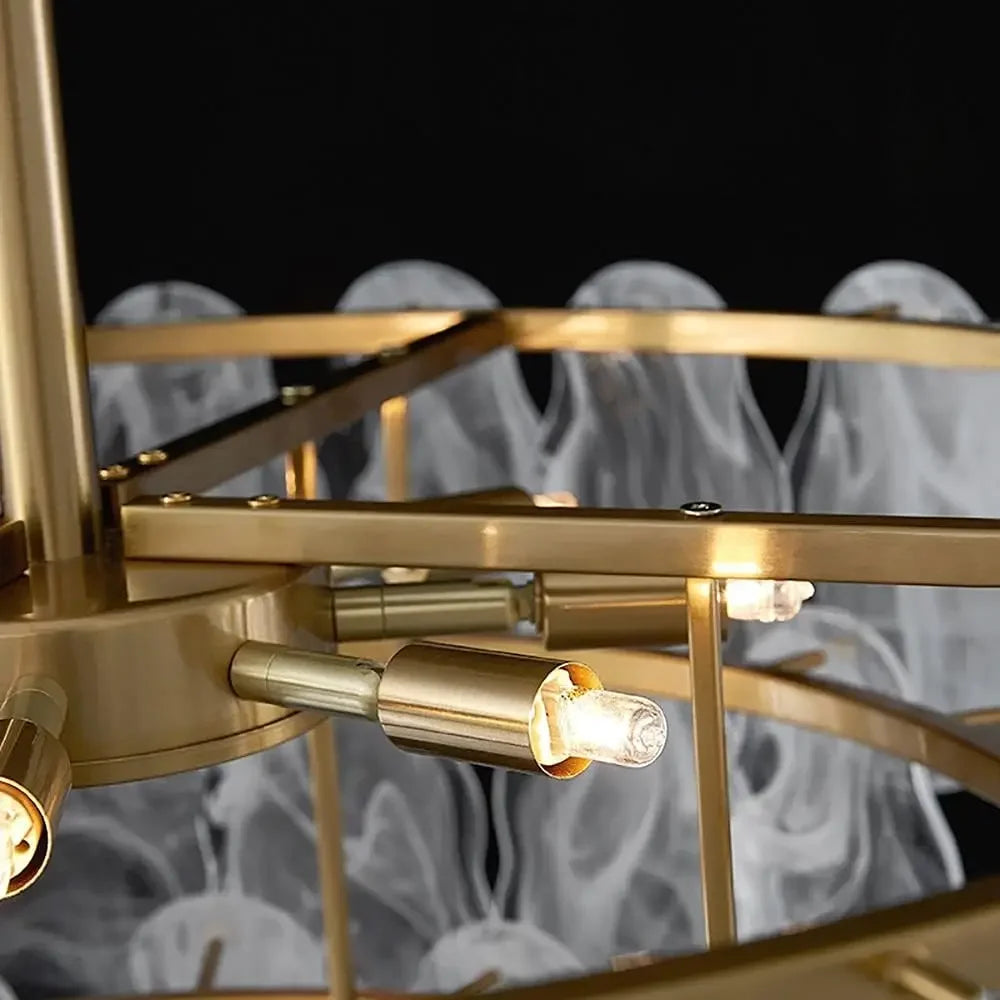 Luxurious Light Luxury Living Room Chandelier French Retro Bedroom Lighting Simple And Creative Cloud Glass Restaurant Lighting