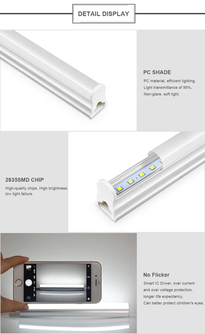 50cm T5/T8 High Brightness LED Light Tube No Power Plug Tube Lamp White/Warm White For Warehouse Garage Kitchen Shop Factory - GlowMart