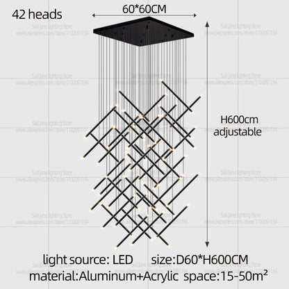 Nordic Pendant Light Modern Living Room Dining Table Lighting Lounge Hanging Restaurant Attic Chandelier Bedroom Ceiling Lamp - GlowMart