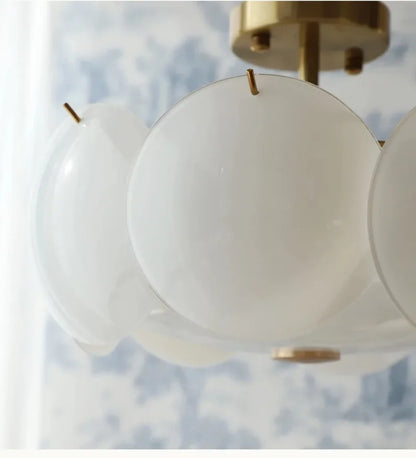 Glass Ceiling Light  Modern Minimalist Cream White Ceiling Chandeliers Living Room Dining Room Bedroom Light Home Decor E14