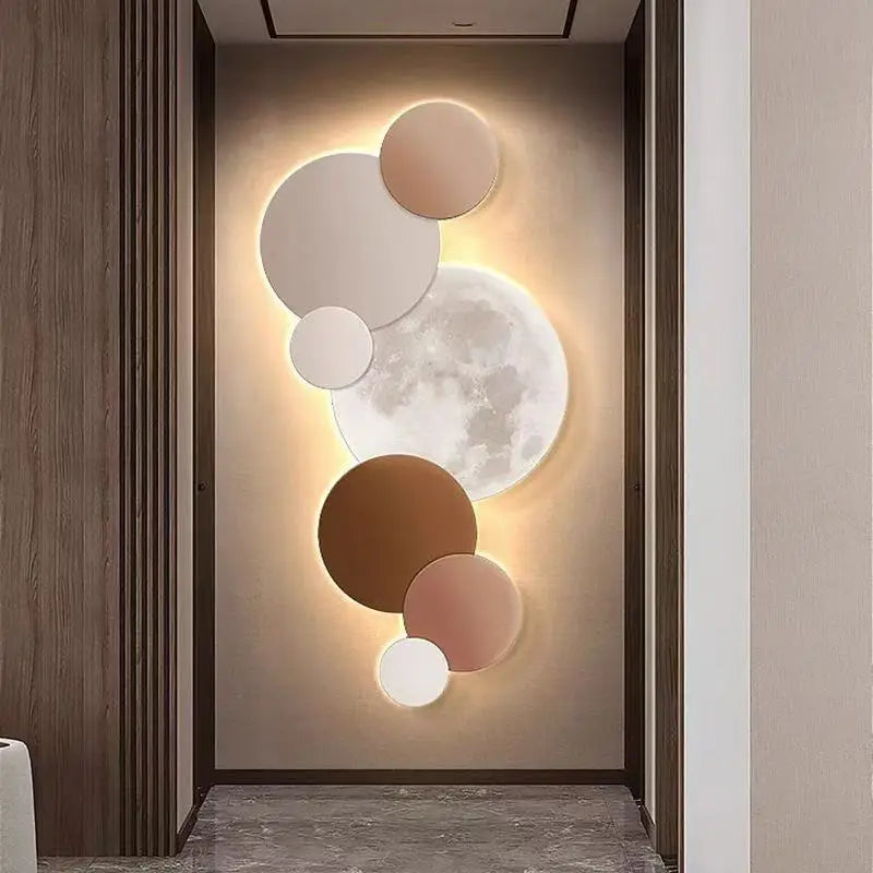 Porch decoration painting Wall lamp LED luminous light Corridor corridor hanging painting High grade wall painting Moon CX176DS - GlowMart