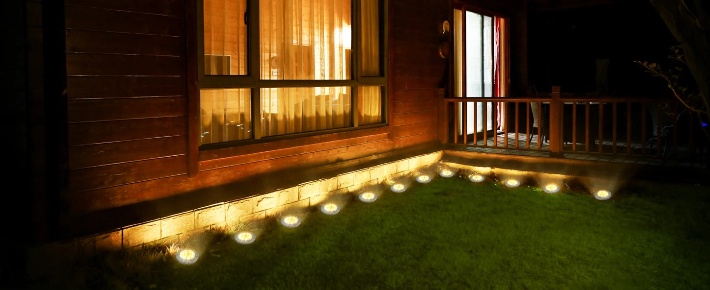 8LED Solar Garden Lights Outdoor Waterproof Sidewalk Disk Bright In-Ground Landscape Lighting for Lawn Patio Pathway Yard Steps