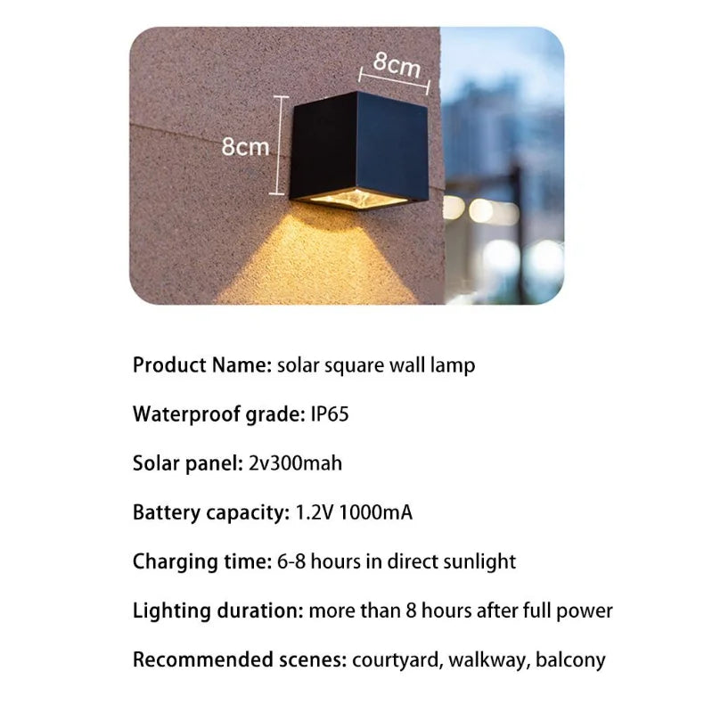 LED Solar Light Outdoor Garden Square Wall Lamp Outdoor Courtyard Garden Fence Lighting Wall Decoration Lamp - GlowMart
