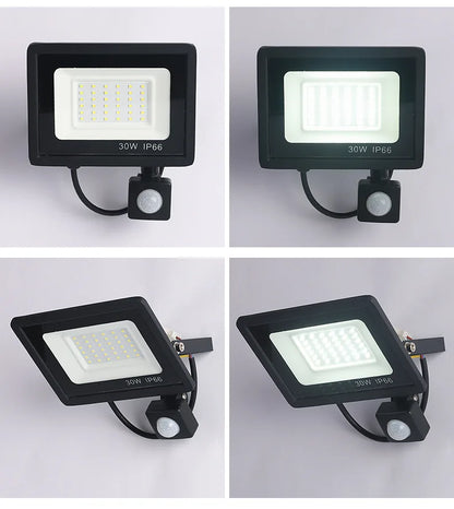 LED Floodlights 100W 50W 30W 20W 10W PIR Motion Sensor IP66 Waterproof LED 220V Hanging Exterior Outdoor Wall Lamp Spotlight - GlowMart