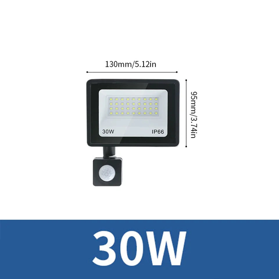 LED Flood Light PIR Motion Sensor 10W 20W 30W 50W 100W 150W 200W 300W AC220V IP66 Waterproof Spotlight Street Floodlight Outdoor - GlowMart