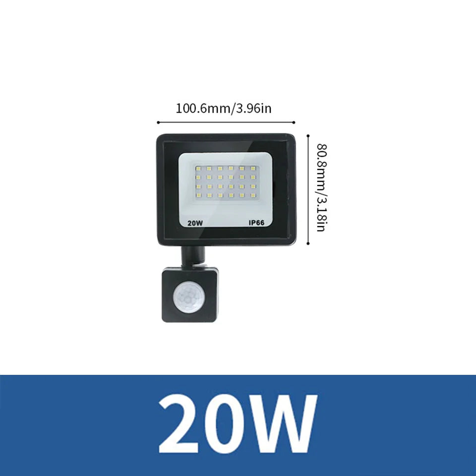 LED Flood Light PIR Motion Sensor 10W 20W 30W 50W 100W 150W 200W 300W AC220V IP66 Waterproof Spotlight Street Floodlight Outdoor - GlowMart