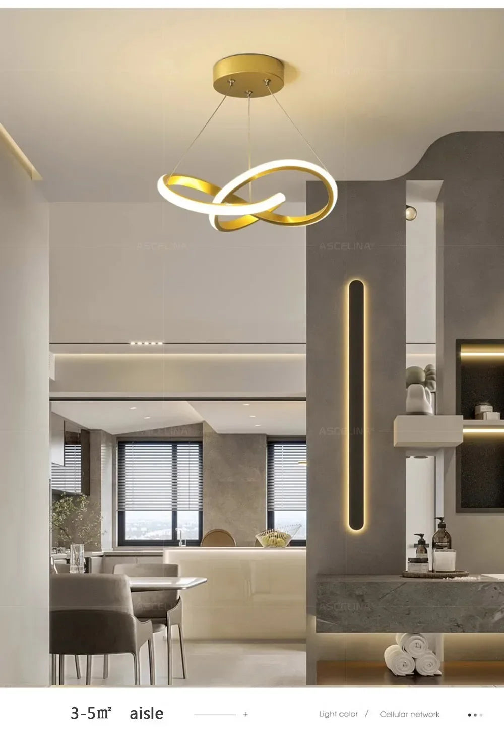 DARHYN Modern LED Pendant Light Creative Hanging Light Irregular Streamlined Design Suitable For Indoor Lighting In Restaurants - GlowMart