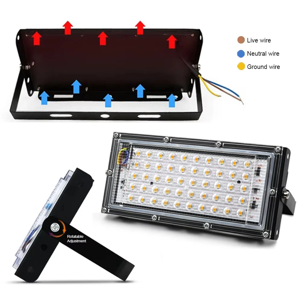 50W LED Flood Light Outdoor Lighting 220V 240V Floodlight Waterproof IP65 Reflector Projecteur LED Exterieur Focus Spotlight - GlowMart