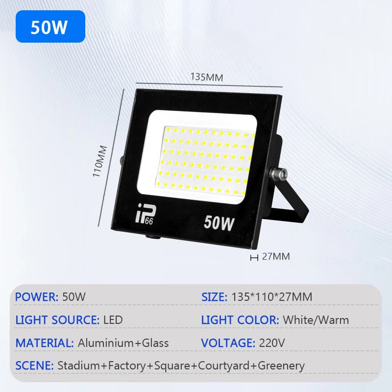 Floodlight Outdoor LED IP66 Waterproof Path Light Spotlight 10W 20W 30W 50W 100W 200W Outdoor Garden Porch Courtyard Lamp - GlowMart