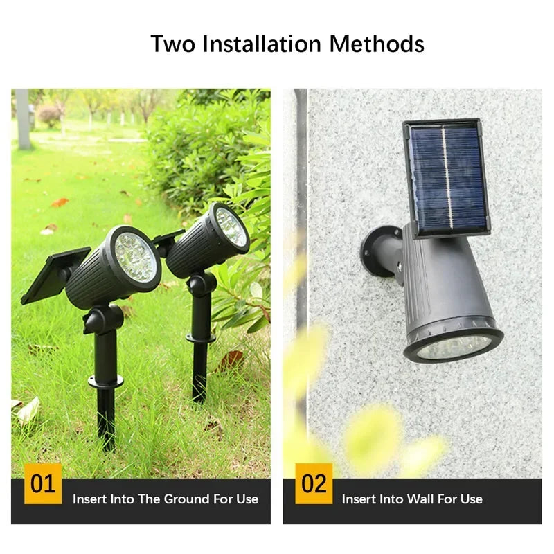 9 Led Solar Spot Lights Outdoor Rgb Solar Landscape Lights Ip65 Waterproof Brightness Adjustable For Garden Yard Palm Trees - GlowMart