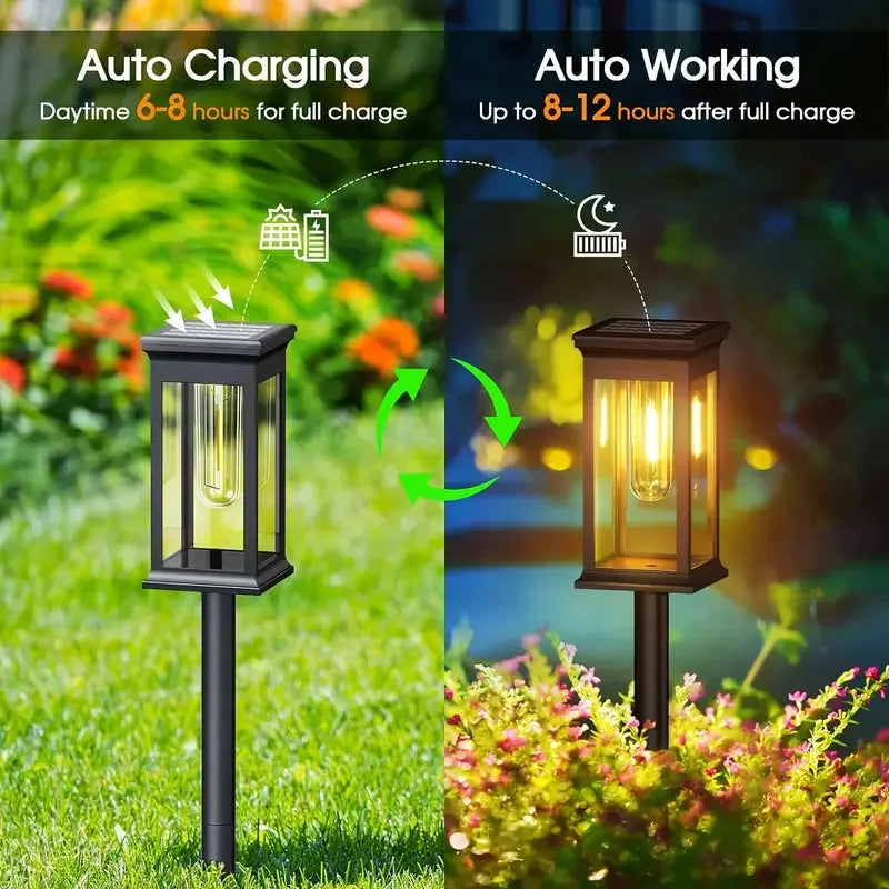 Solar Pathway Lights Solar Lights Outdoor Solar Powered Garden Lights for Walkway Yard Backyard Lawn Landscape Lighting Decor - GlowMart