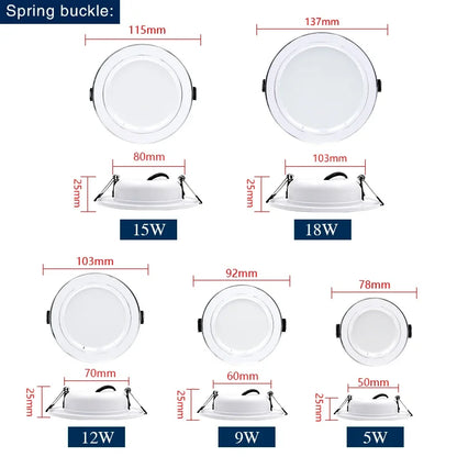 Led Downlight Recessed Round Ceiling Lamps DC 12V 24V AC110V 220V 5W 9W 12W 15W 18W Spotlight For Home Decor Living Room - GlowMart