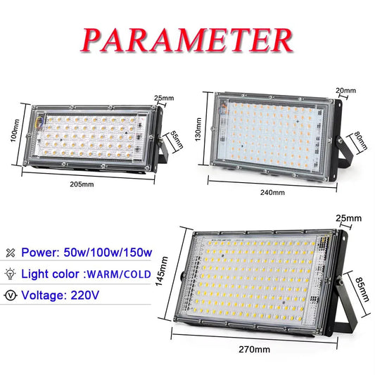 Outdoor LED Flood Light 50W 100W 150W 220V Waterproof Floodlight Indoor LED Spot Light Exterior Street Lamps Landscape Spotlight - GlowMart