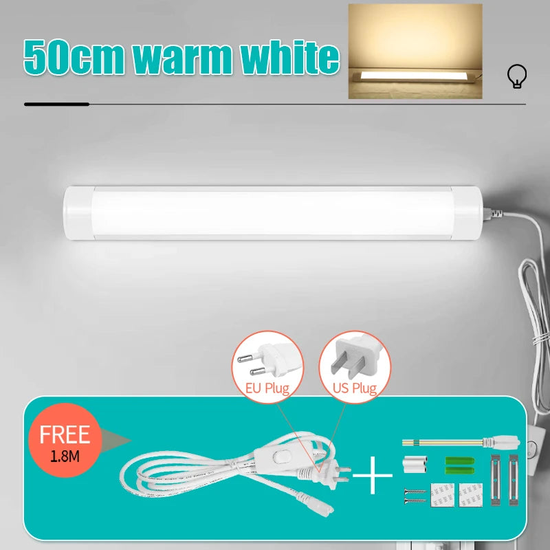 LED Light Tube Direct Plug-in Light Tube 110V 220V LED Lamp Tube Desk Work Study Shop Garage Warehouse Kitchen Cabinet Lighting - GlowMart