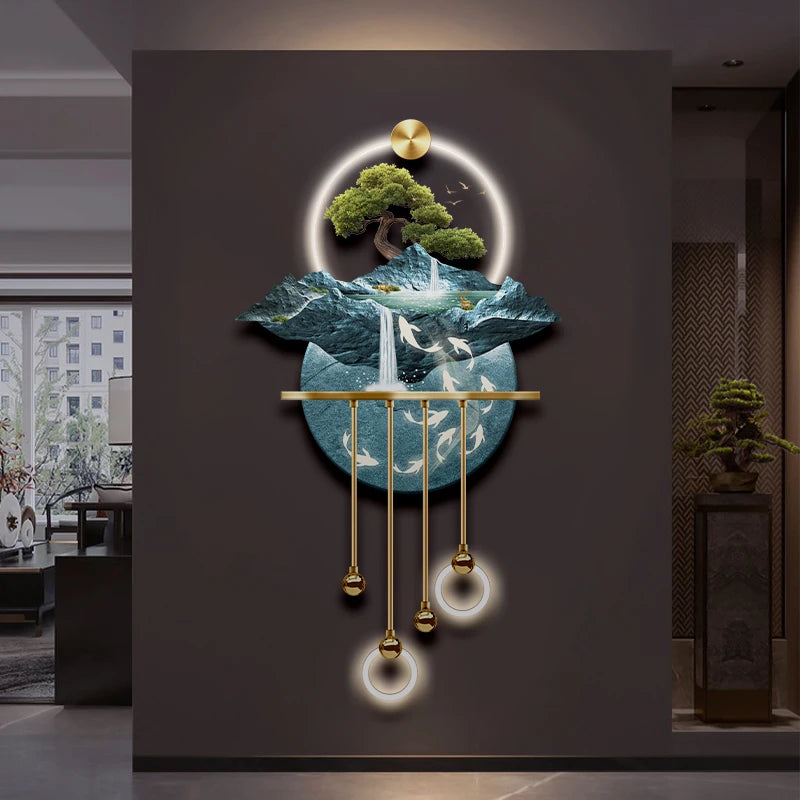 Entrance Decoration Pendant Lamps Luxury Abstract Plant Corridor Hanging Painting TV Background Wall Painting With  Light Lustre - GlowMart