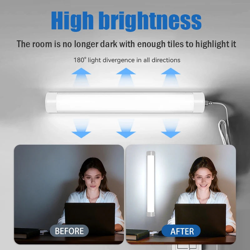 LED Light Tube Direct Plug-in Light Tube 110V 220V LED Lamp Tube Desk Work Study Shop Garage Warehouse Kitchen Cabinet Lighting - GlowMart