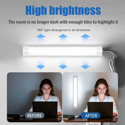 LED Light Tube Direct Plug-in Light Tube 110V 220V LED Lamp Tube Desk Work Study Shop Garage Warehouse Kitchen Cabinet Lighting - GlowMart