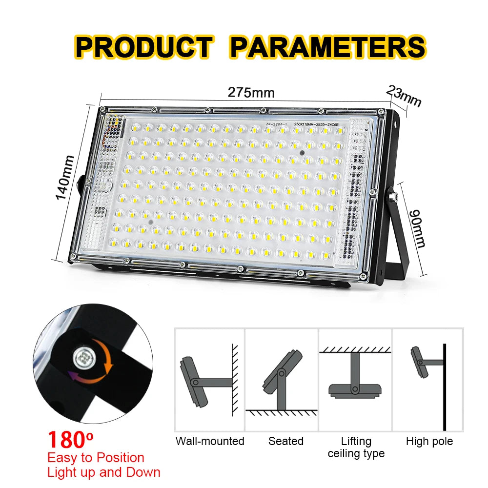 50W 100W 150W Led Flood Light IP65 Waterproof AC 220V Outdoor Floodlight Spotlight LED Reflector Street Lamp Wall Flood Lights - GlowMart