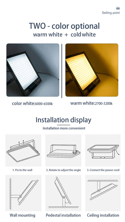 LED Flood Light 220V 10W 20W 30W 50W 100W 150W 200W IP67 Waterproof Floodlights Outdoor Garage Street Garden Yard Wall Lighting - GlowMart