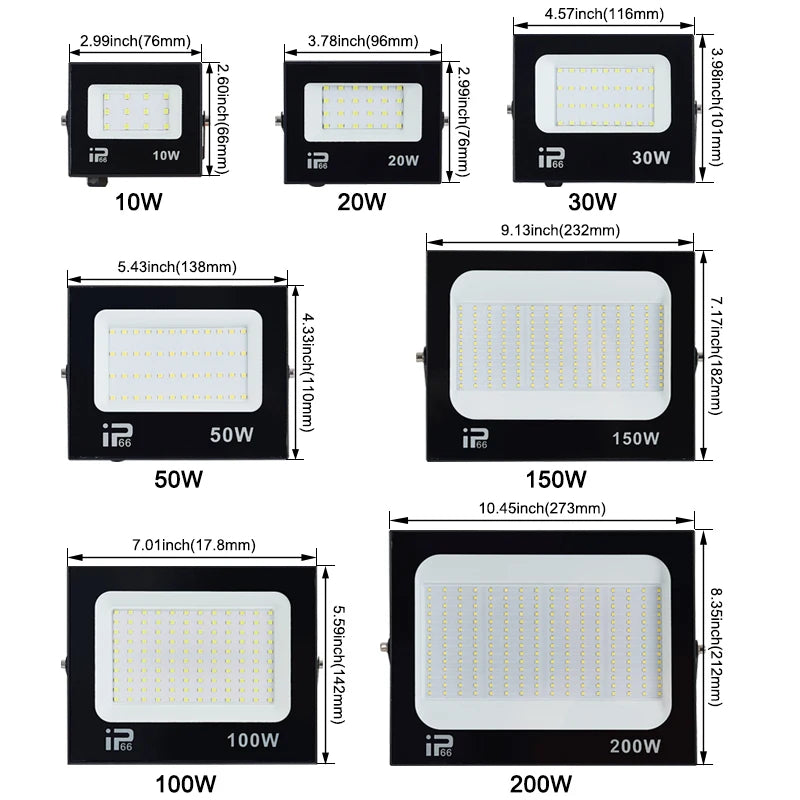 200W LED Flood light Spotlight Projector Outdoor Lighting 6500k Waterproof IP66 for Wall Garage Gym Street 220V - GlowMart
