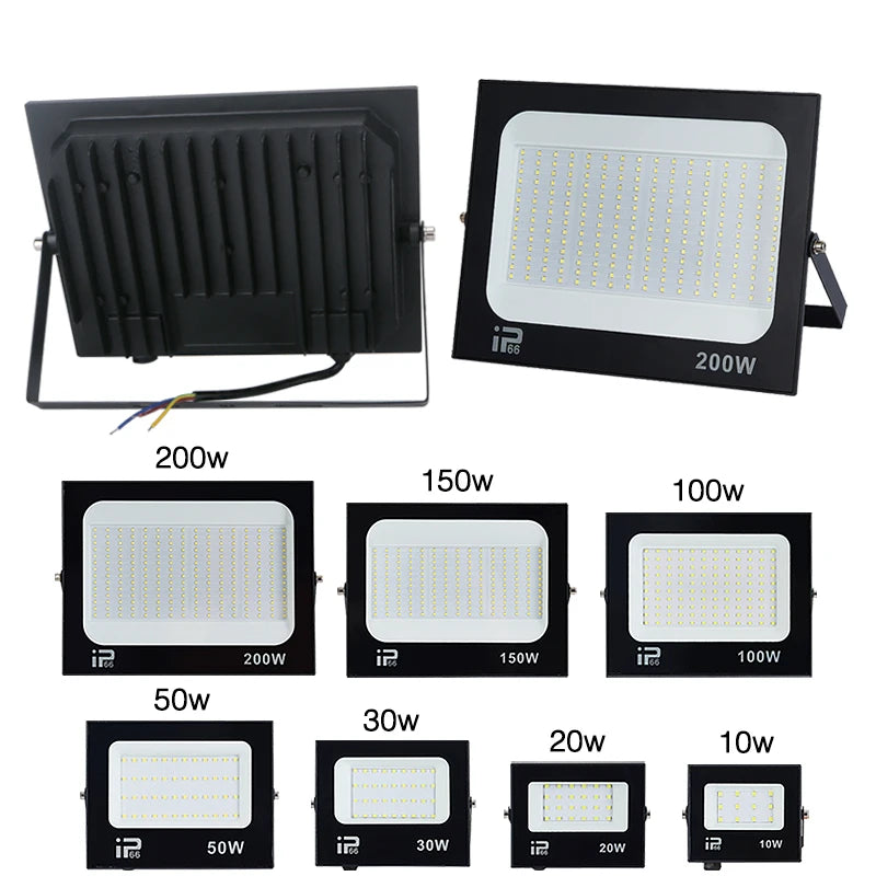 LED Flood Light Spotlight 100W 150W 200W Outdoor Lighting 6500K Waterproof Garage Gym Street Gate Wall Lamps Floodlights AC220V - GlowMart