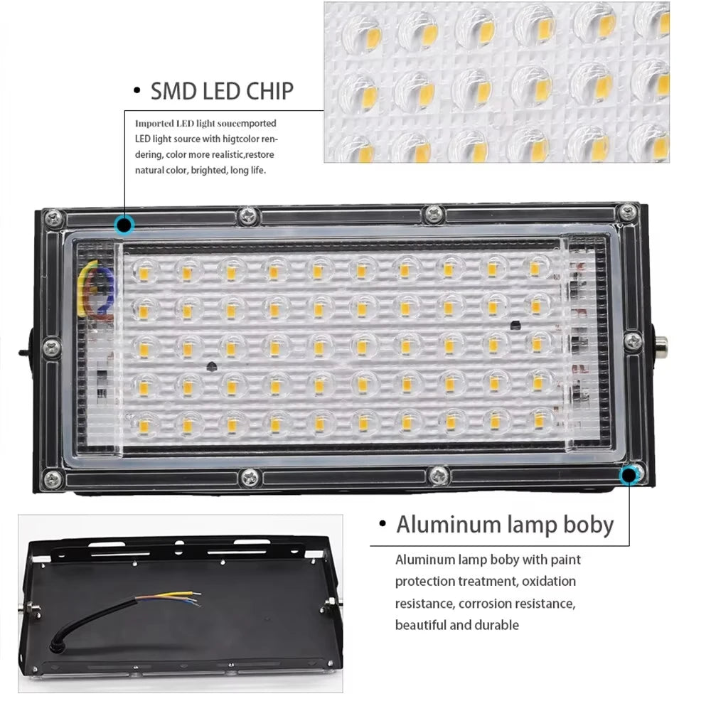 50W LED Flood Light Outdoor Lighting 220V 240V Floodlight Waterproof IP65 Reflector Projecteur LED Exterieur Focus Spotlight - GlowMart