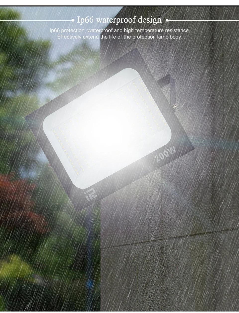 LED Flood Light Spotlight 100W 150W 200W IP66 Waterproof Outdoor Lighting 6500K Garage Gym Street Gate Wall Floodlights AC220V - GlowMart