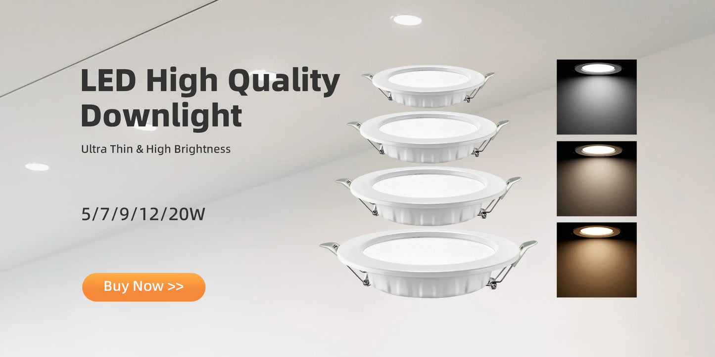 LED Downlight Recessed Ceiling Lamp 7W 9W 12W 20W AC220V Cold White LED Spotlight for Living Room Corridor Bathroom Kitchen - GlowMart