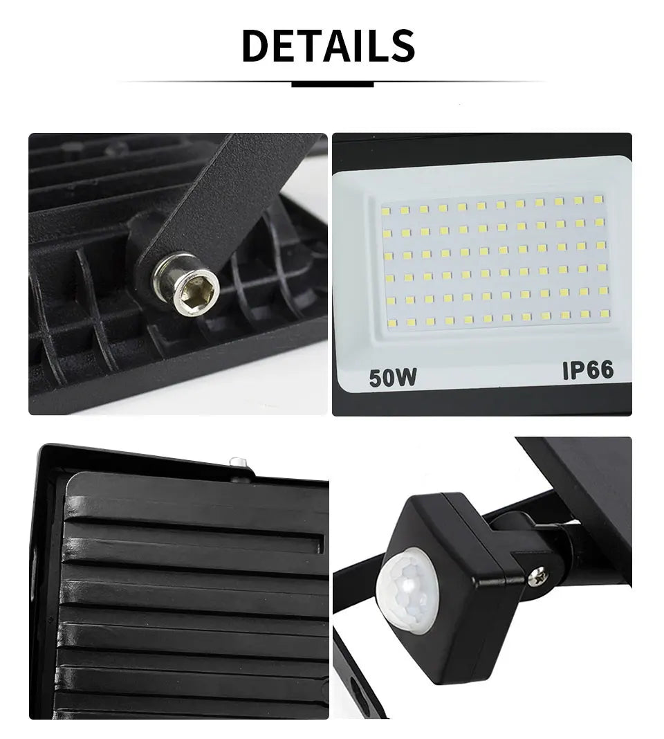 LED Flood Light PIR Motion Sensor 10W 20W 30W 50W 100W 150W 200W 300W AC220V IP66 Waterproof Spotlight Street Floodlight Outdoor - GlowMart