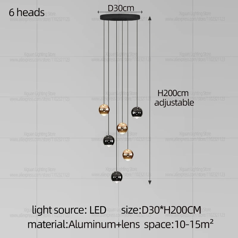 Modern Home decor Led Lights Pendant Light Lamps Chandeliers For Living Room Hanging Light Indoor Lighting LED Stair Chandelier - GlowMart