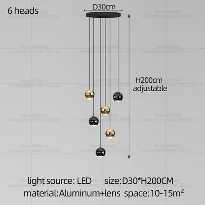 Modern Home decor Led Lights Pendant Light Lamps Chandeliers For Living Room Hanging Light Indoor Lighting LED Stair Chandelier - GlowMart