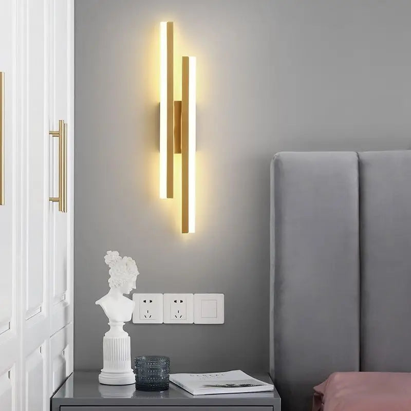 LED Bedroom Wall Lamp Wall Sconces Copper Line Pipe Acrylic Lampshade Indoor Lighting for Living Room Corridor Light Fixture - GlowMart