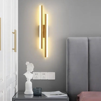LED Bedroom Wall Lamp Wall Sconces Copper Line Pipe Acrylic Lampshade Indoor Lighting for Living Room Corridor Light Fixture - GlowMart