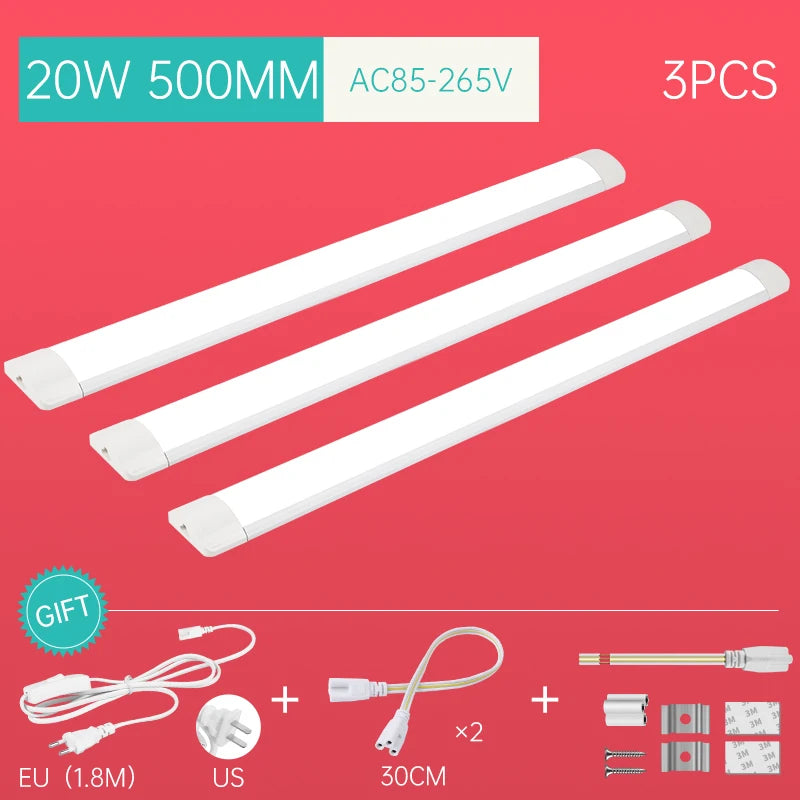 LED Tube Fixture Lamp Lighting Strip Home Highlight 220V LED Lights Bedroom Kitchen Cabinet Led Bulb Tube With Cable Light Tube - GlowMart