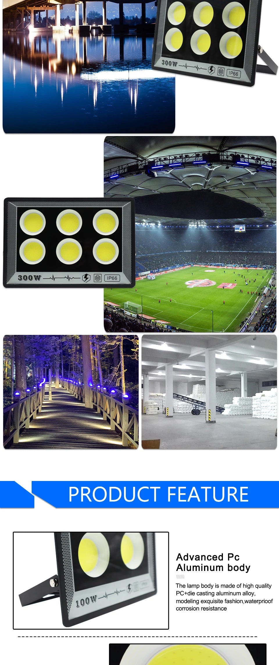 LED Floodlight 50W 100W 200W 300W 400W 500W 220V Spotlight IP65 Waterproof Lamp Led Outdoor Flood Light Garden Street Lamp - GlowMart
