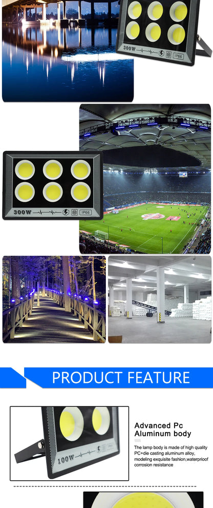 LED Floodlight 50W 100W 200W 300W 400W 500W 220V Spotlight IP65 Waterproof Lamp Led Outdoor Flood Light Garden Street Lamp - GlowMart