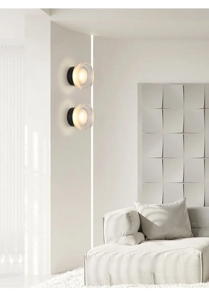 Spanish Designer Creative Glass LED Wall Lamp Simple Luxury Lighting Porch Aisle Background Bedroom Bedside Decorative Sconces