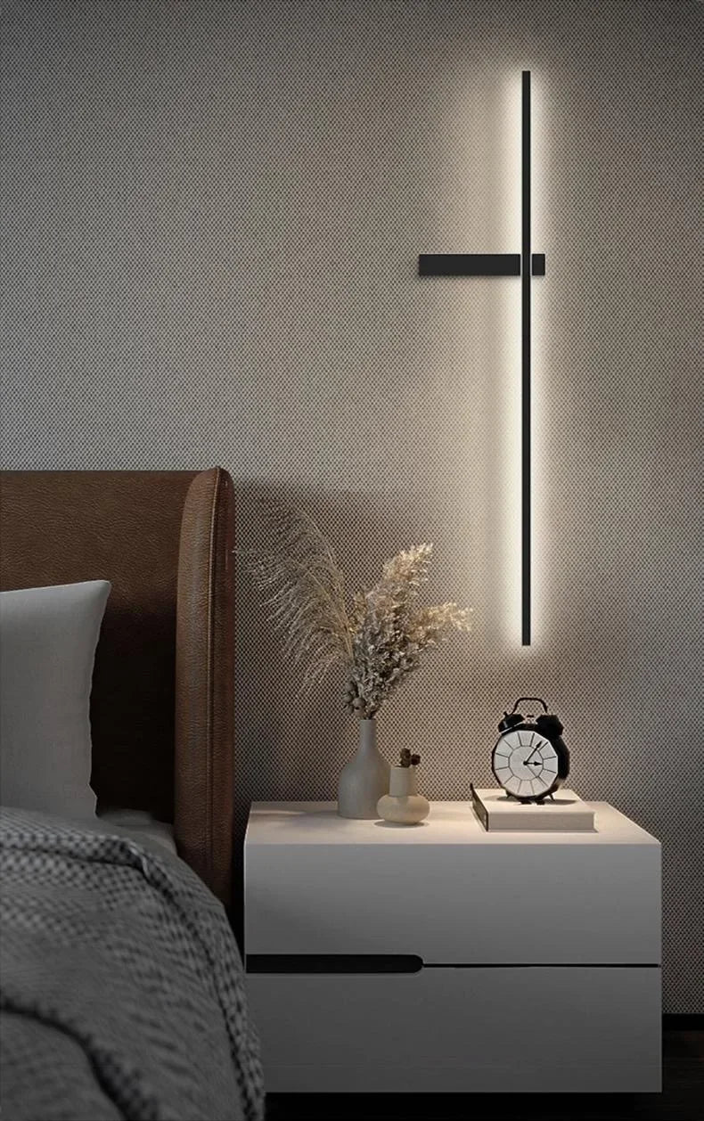 LED Wall Lamp Modern Minimalist Strip Wall Decor Lights Lighting for Bedroom Bedside Living Room TV Sofa Lobby Background Decor