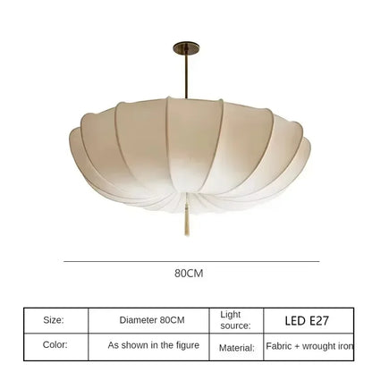 Artistic Fabric Pendant Light French Cream Style Bedroom Pendant Lamp Living Room Dining Room Decorative Lighting Fixtures - GlowMart