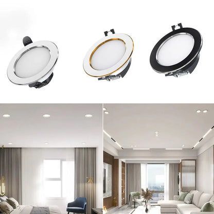 Durable Recessed LED Downlight Tricolor Dimmable Spot Light Down Lights Anti Glare 5W 7W Ceiling Spot Lights Indoor - GlowMart
