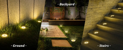 8LED Solar Garden Lights Outdoor Waterproof Sidewalk Disk Bright In-Ground Landscape Lighting for Lawn Patio Pathway Yard Steps