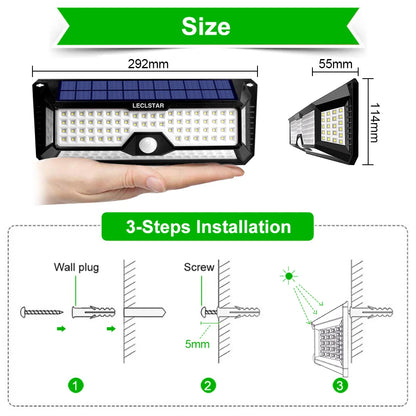268 led Solar Led Light Outdoor Garden Decoration Wall Lamp With 4 Mode IP65 Waterproof Solar Motion Sensor Light for Yard Door