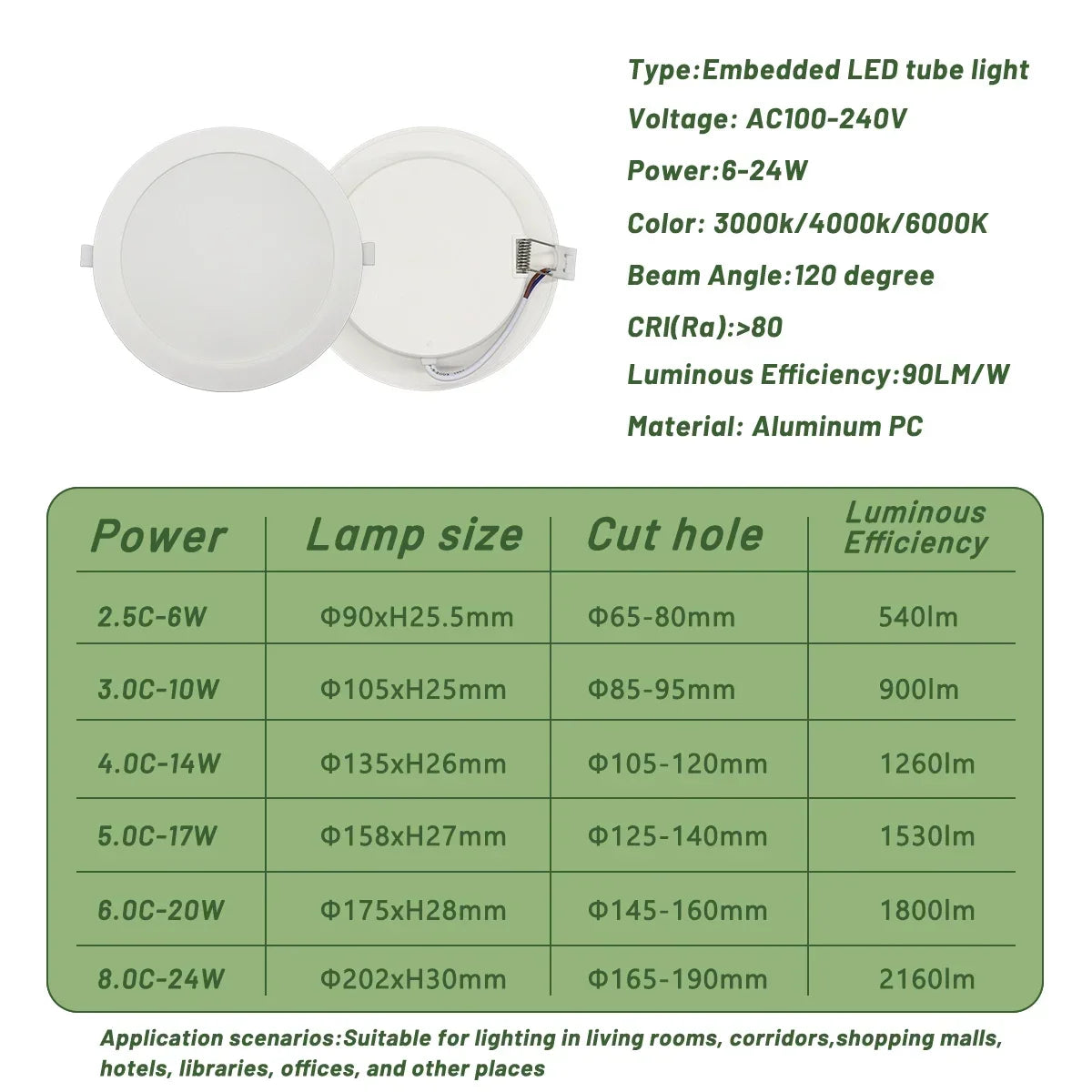 8 Pack Recessed Led Downlight 3 4 5 6 8 Inch 3000K 4000K 6000K Round Led Panel Light 110V 220V 230V for Home Indoor Lighting - GlowMart